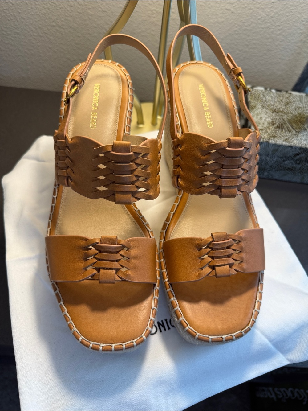 Veronica Beard Woven Leather Slingback Wedges